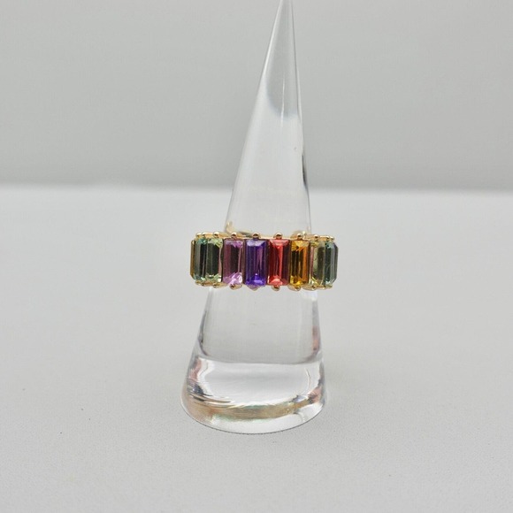 Sugarfix Baublebar Ring Cocktail Rainbow Multicolor Crystal Eternity Band Size 8 - Picture 4 of 12